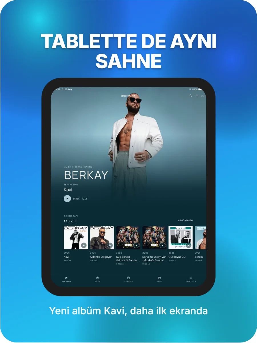 Uygulamanın iPad görünümü