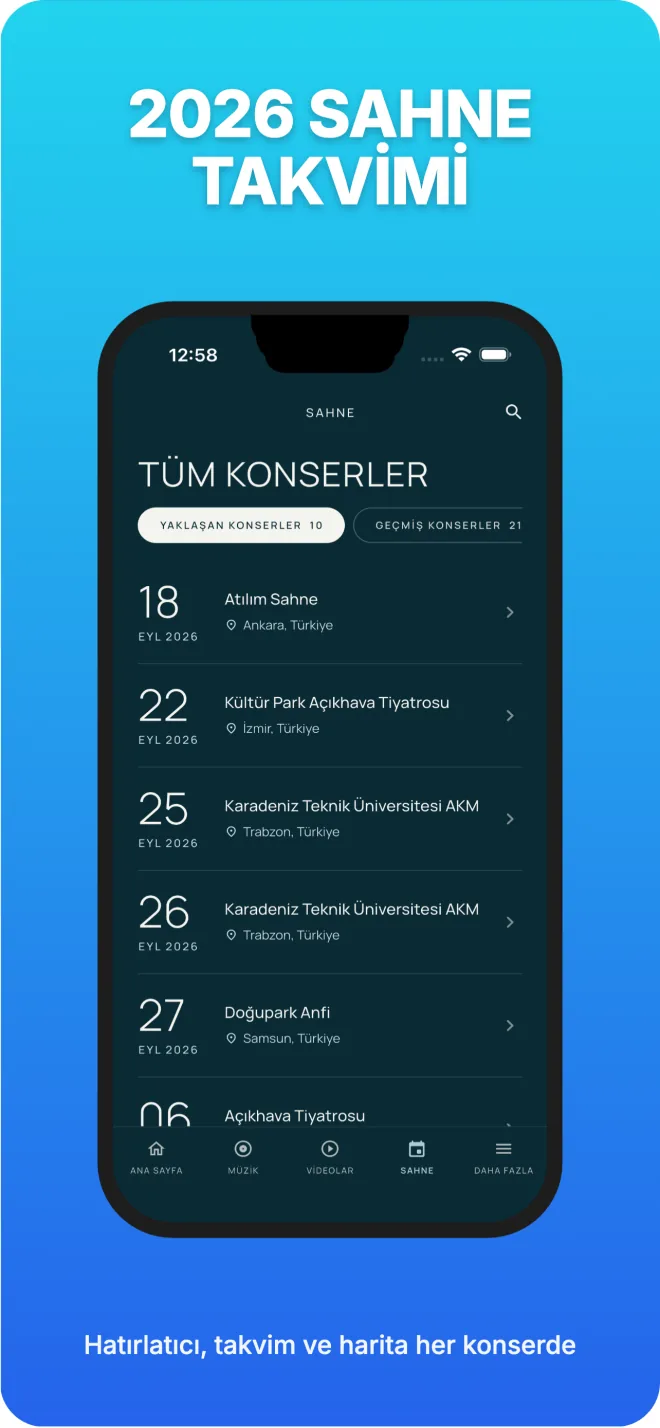 2026 sahne takvimi ve konser detayı